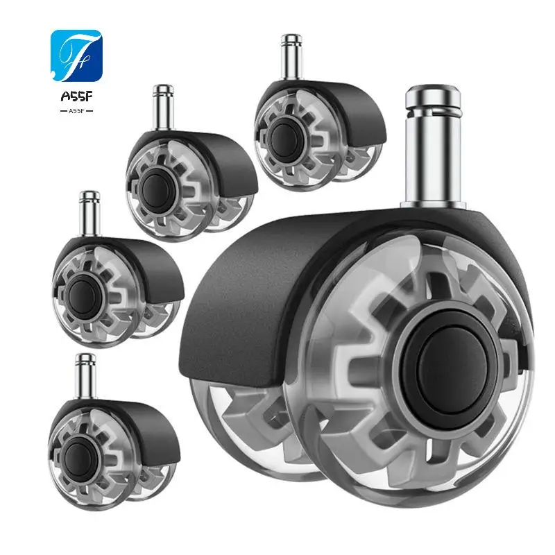 

A55F-Ролики для офисного стула, 2-дюймовые сверхмощные сменные колеса, мягкая и тихая резина для паркетных полов и ковров