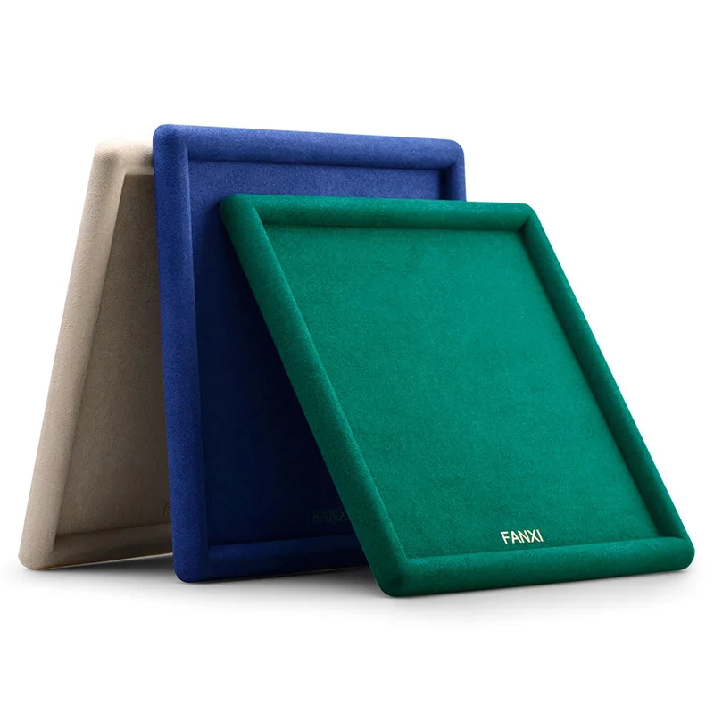 Microfiber Jewelry Display Tray Necklace Ring Earring Organizer Counter Showcase Plate