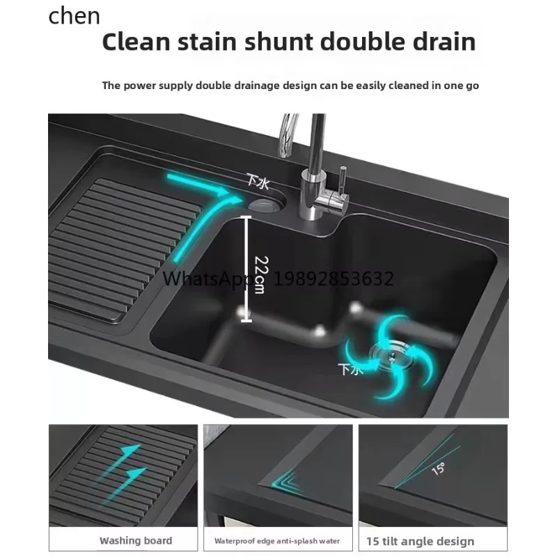 WW14stainless steel drum double washing machine balcony cabinet combined integrated laundry pool basin