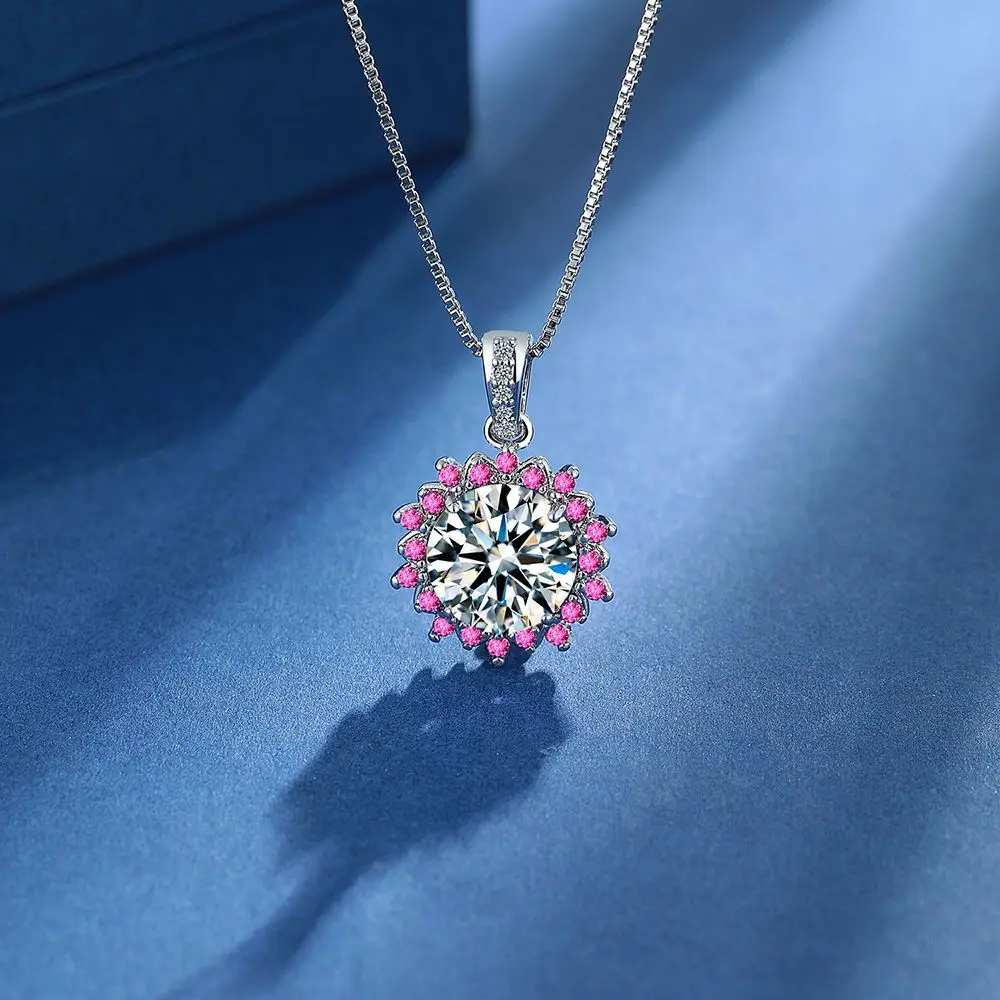 

925 Sterling Silver Luxury Exquisite Round Zircon Necklace Birthday Anniversary Wedding Party Gift