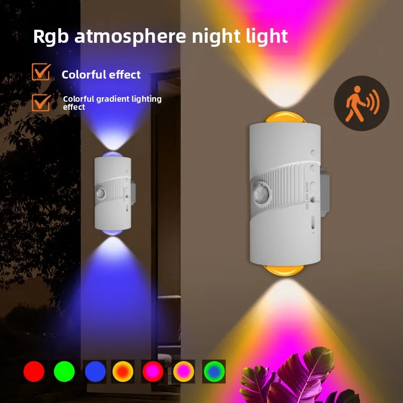 UDDALight 2-Pack Magnetic Motion Sensor Light, USB Rechargeable Color Changing Wall Lamp for Bedroom Hallway Stairs