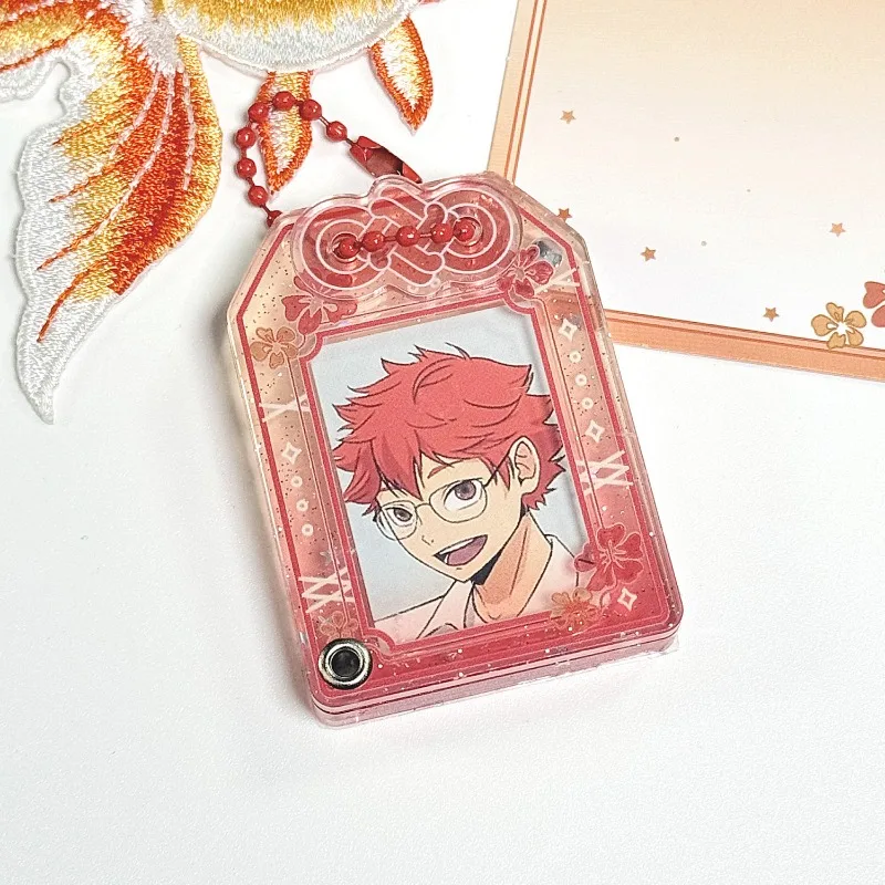 Porta carte amuleto per Kpop Custodia fotografica magnetica in acrilico da 1 pollice per carta d'identità per studenti Glitter Star Charm Clip Decor Kawaii giapponese