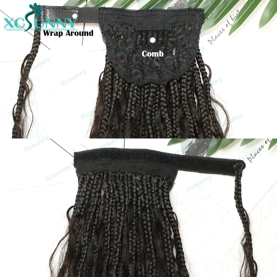 Boho Braids Wrap Around Ponytail Human Hair Braided Ponytail Extension Clip In Ponytail Human Hair Extensions