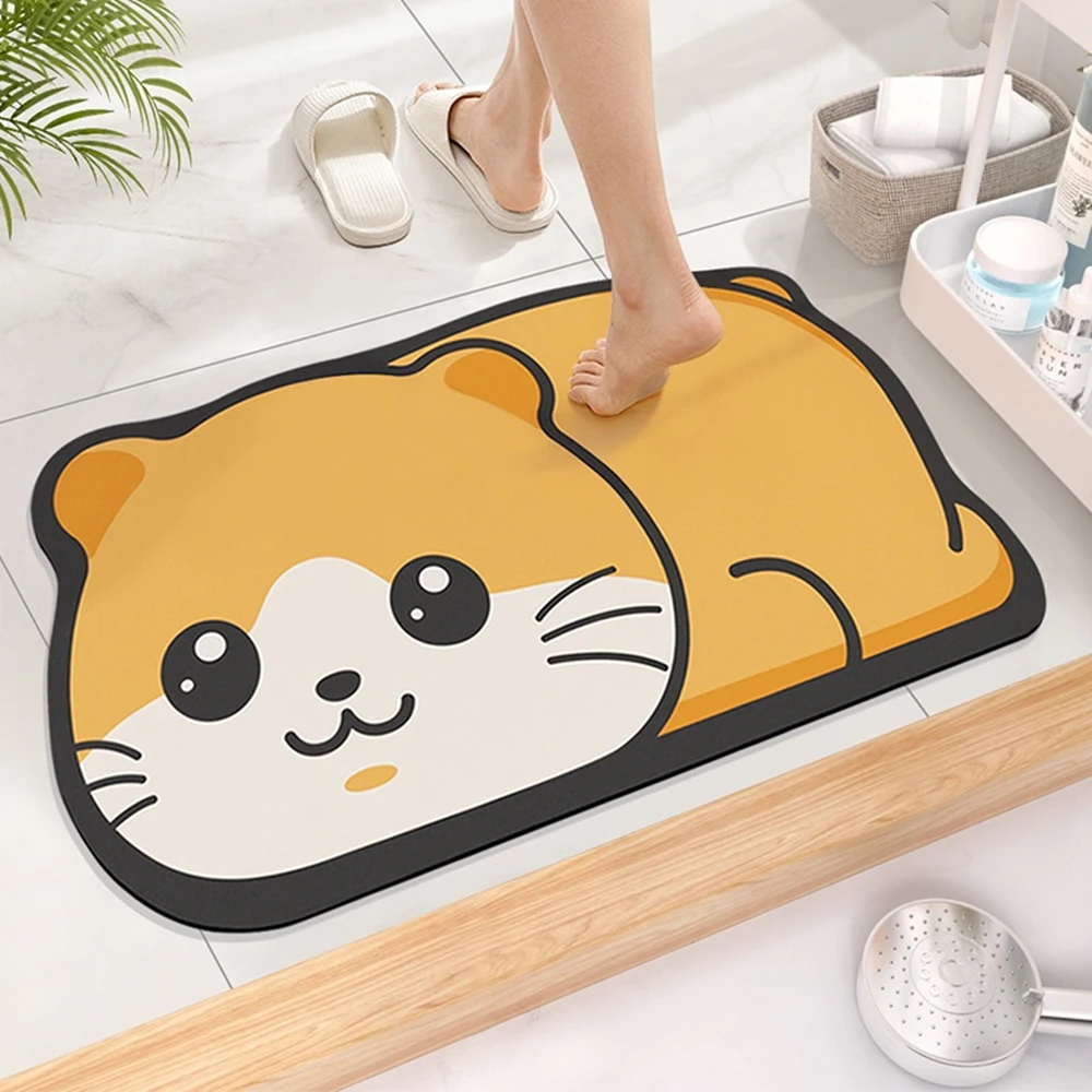 Super Absorbent Bathroom Floor Mat Anti-slip Bathroom Mat Soft Bath Mat Cartoon Non-slip Mud Toilet Pad