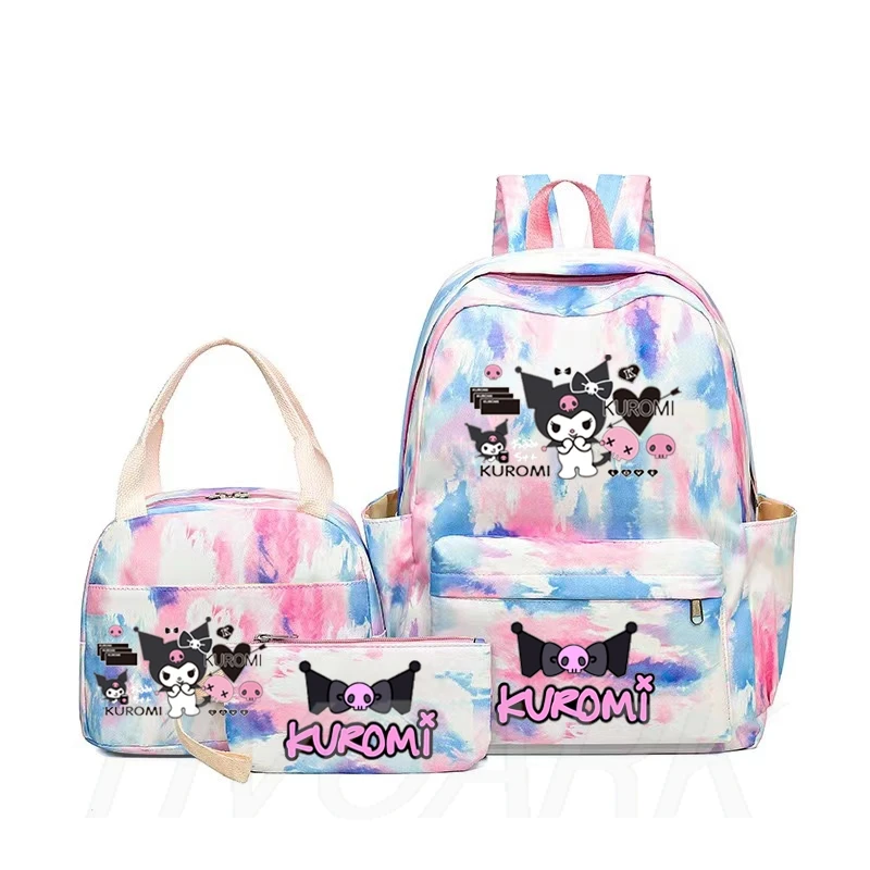 Kuromi Backpacks Gradient Ramp Back To School Backpack Teens Laptop School Bags Kawaii Lunch Bag Pencil Case Student Bags 3pcs