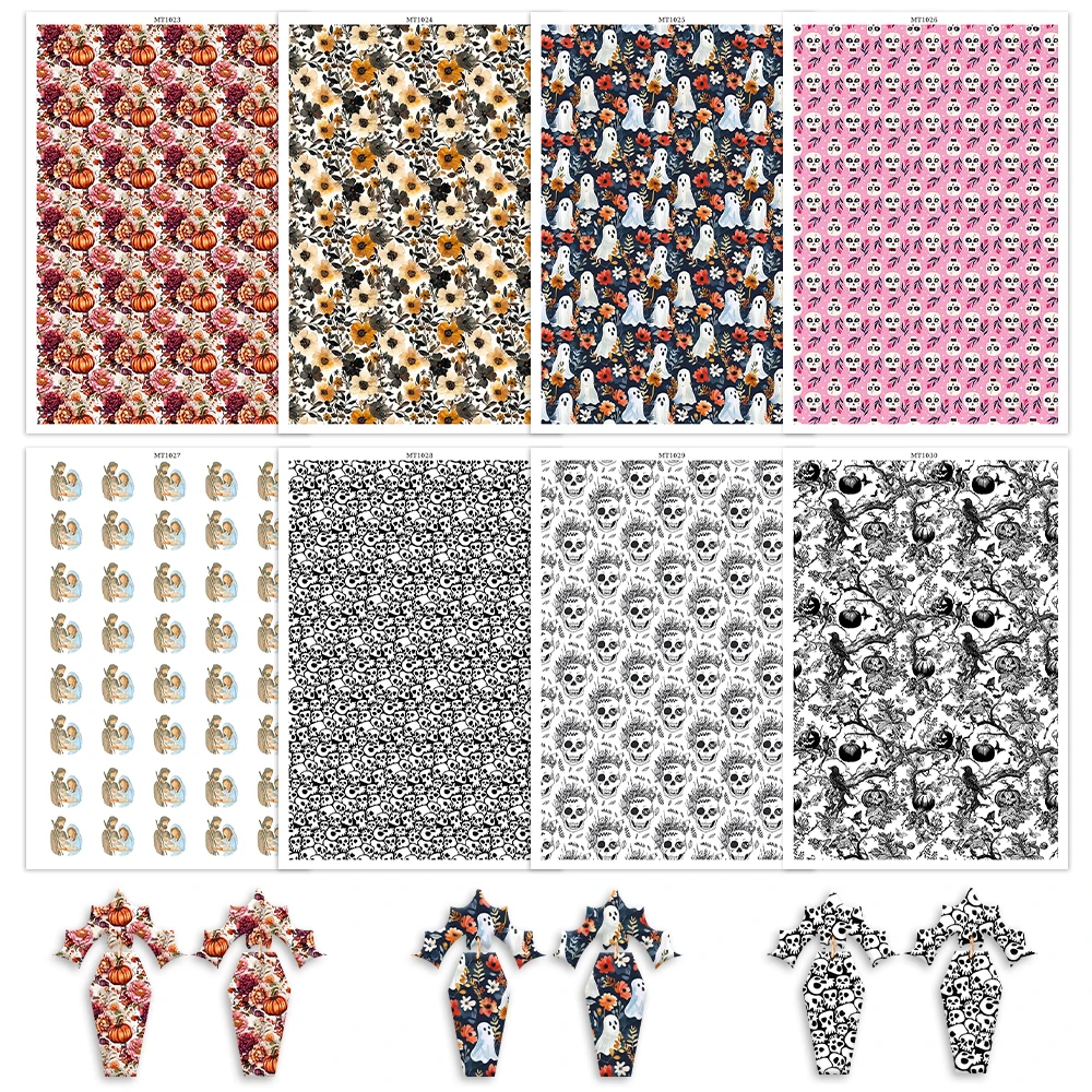 1 Sheet Pumpkins/ghosts/skeletons Halloween Theme Polymer Clay Transfer Paper Nativity Disposable Stickers DIY Earring Jewelry