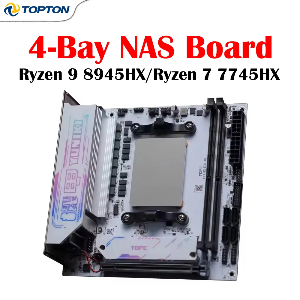 4-Bay NAS Motherboard AMD Ryzen 9 8945HX 7745HX Mini ITX 2×M.2
