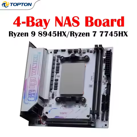 4-Bay NAS Motherboard AMD Ryzen 9 8945HX 7745HX Mini ITX 2&times;M.2 NVMe 4&times;SATA 2.5G LAN WiFi6E PCIe4.0 Gaming Mainboard