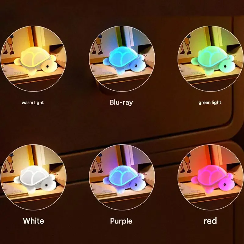 Turtle Night Light Cute Silicone Animal Cartoon Soft Led Lamp Touch Nightlight Children Sleep Light Room Bedside Decoration Gift