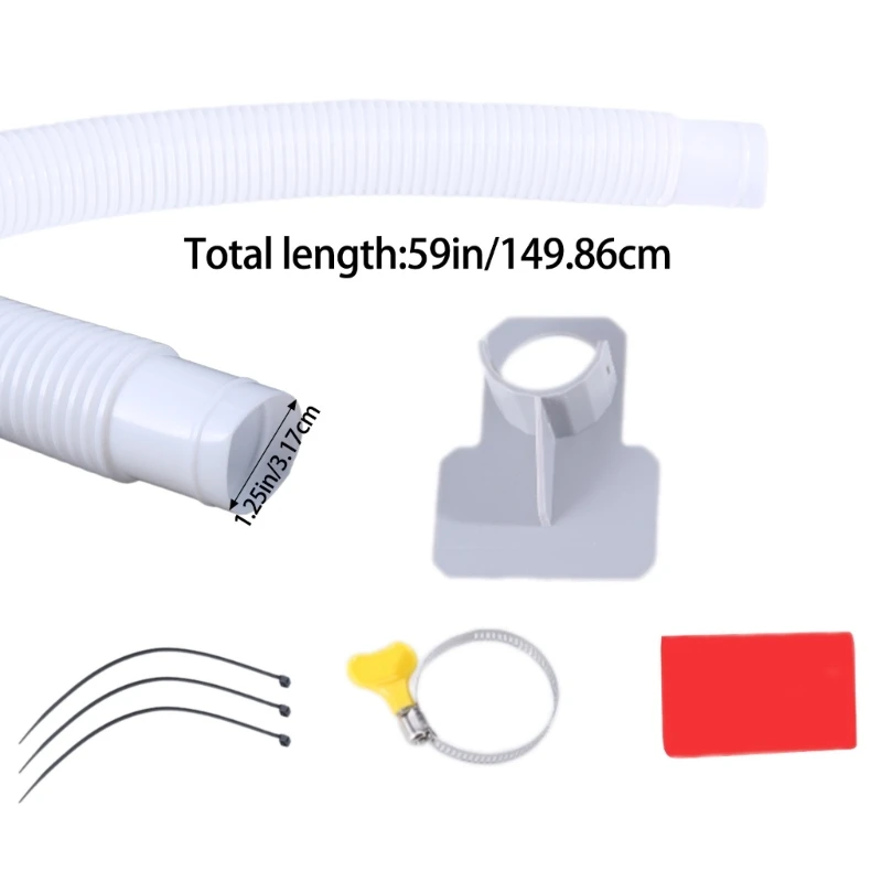 Selang Pompa Kolam Diameter 1,25 "Esensial untuk Kolam Atas Tanah Panjang 59" dengan Aksesori Klem dan Penahan Termasuk