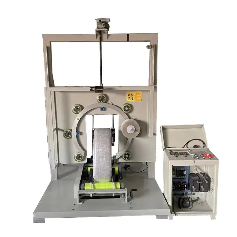 

Automatic Coil Pipe Tyre Stretch Film Wrapping Machine Orbital Wrapper Packing Machine Plastic Pipe Film Coil Packing Machine