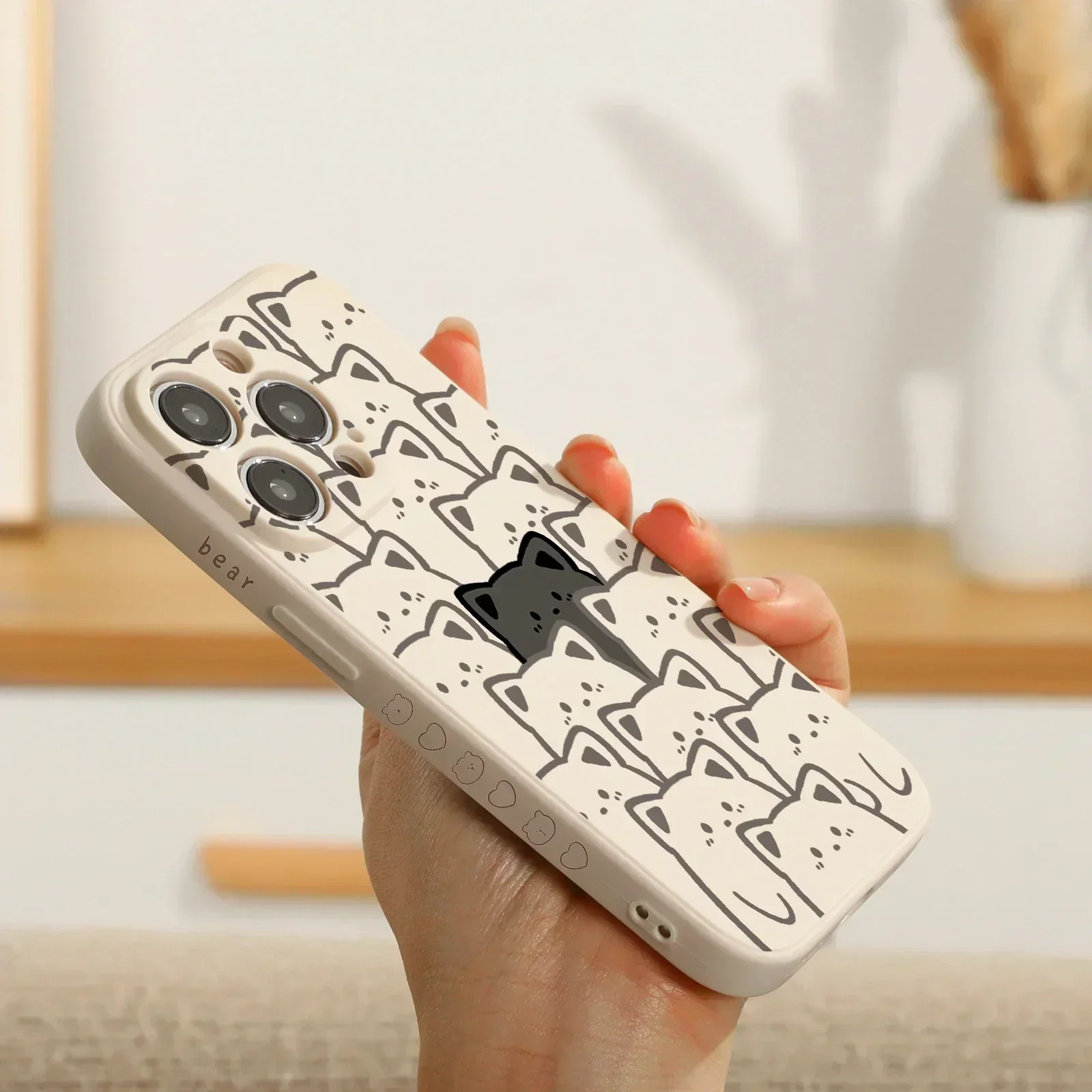 Casing silikon Beruang grafiti, pelindung tahan guncangan untuk iPhone 16 15 Pro Max 14 13 12 11 Pro Max XS X 7 8 Plus SE 2020