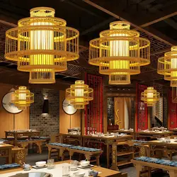 ZK50 E27 Natural Bamboo Pendant Lamp Creative Bamboo Pendant Lantern Bamboo Art Rattan Lamp Handmade Art Decoration Lamp
