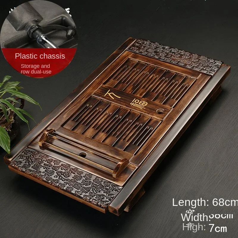 Solid Wood Tea Tray Drainage Water Storage Kung Fu Set Drawer Tea Board Table Chinese Tea Ceremony Tools