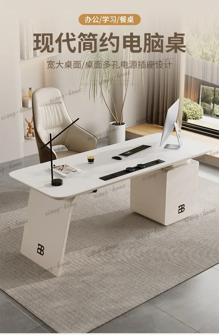 YJ Nordic Cream Style Slate Office Desk Modern Luxury High-grade Computer Desk Medical Aesthetic Consulting Office Furniture FYO