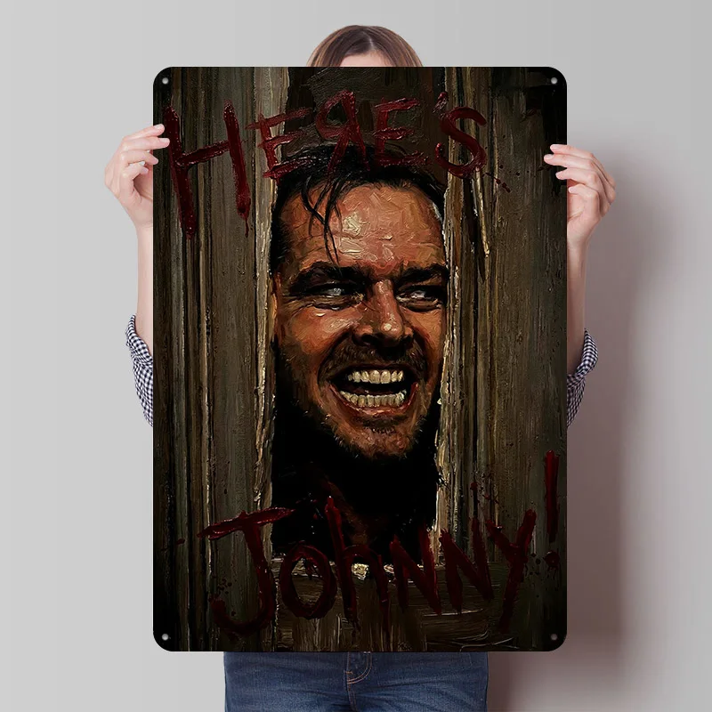 Here's Johnny! - The Shining Printed Poster Customized Retro Wall Art Vintage Metal Tin Signs for Room Accessories Office Decor