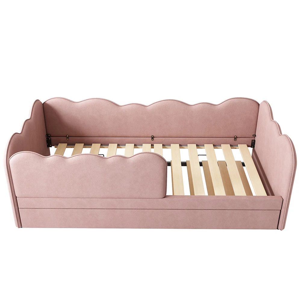 KOMHTOM Gestoffeerd bed Daybed 90x190 cm Linnen daybed slaapbank met uitschuifbaar bed 90x190 cm zonder matras