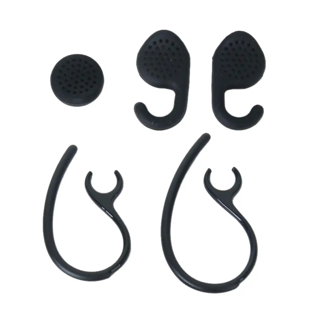 Black Gel Ear bud earbuds tips and loop earhooks for / 2 Headset