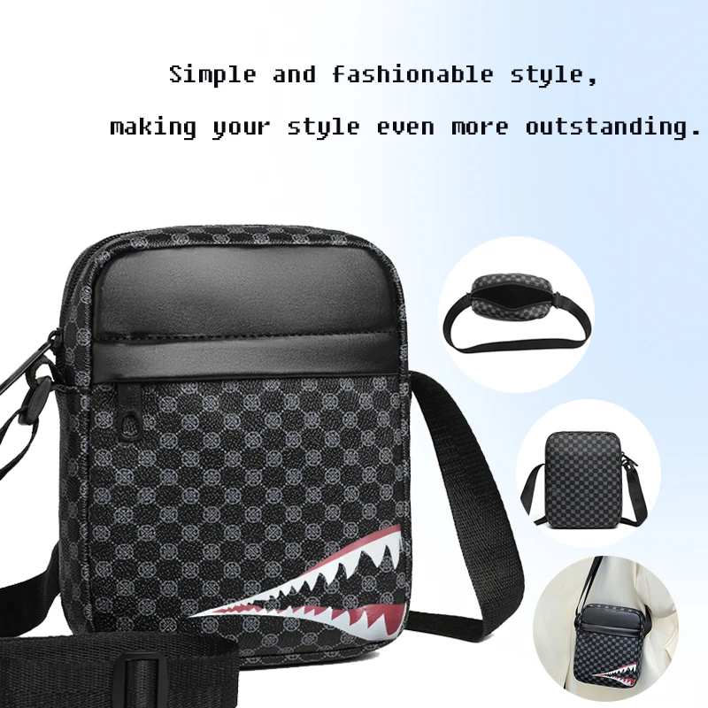 Men's and Women's Retro Casual Single-Shoulder Adjustable Strap Check-Print Bag Suitable for Daily Use, Crossbody Bag