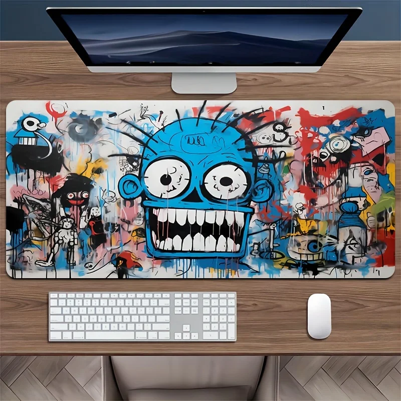 

1pc Graffiti Block XXL Mouse Pad, Street Art Desk Mat, Non-Slip Rubber Base, Gaming Setup