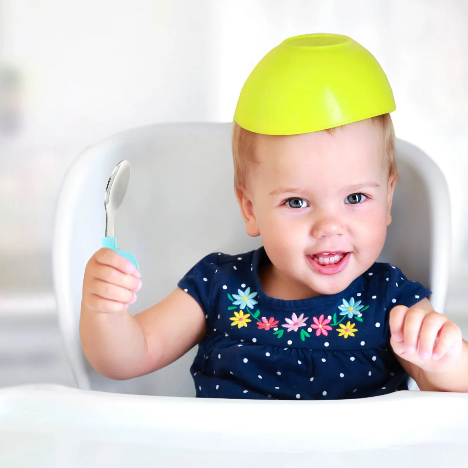

2Pcs Stainless Steel Silicone Baby Training Tableware Set Ergonomic Soft Handle Cartoon Design High Temp Resistant for Toddlers