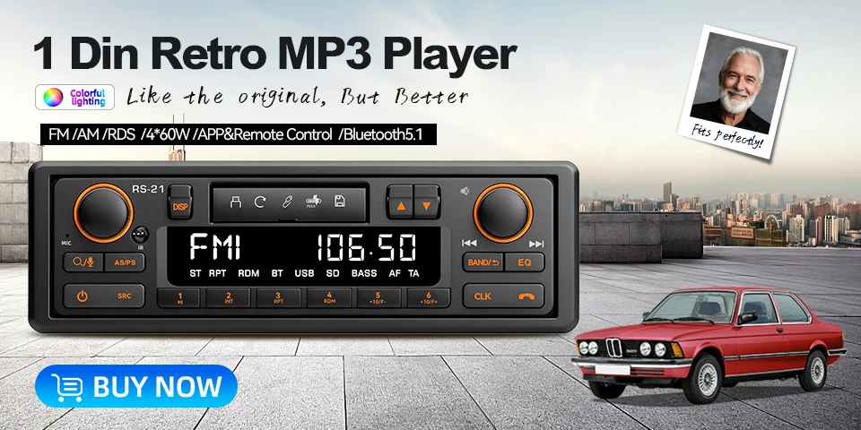Retro Autoradio für Ford Bronco F-Serie Mustang Galaxie Ranchero Multimedia-Player FM AM RDS Bluetooth AUX USB 12V MP3 Stereo – Detail 2