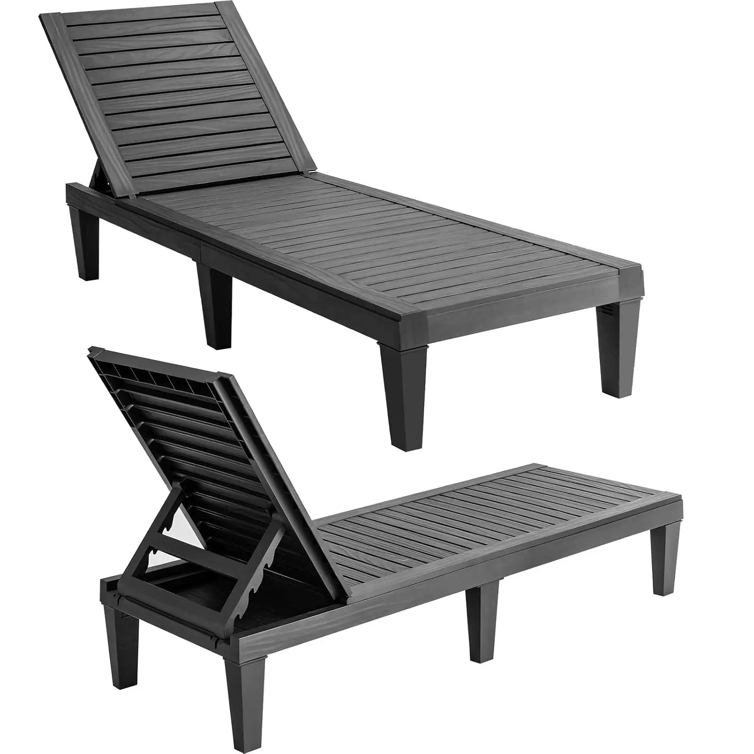 5-Position Adjustable Outdoor Chaise Lounge Set, Weather-Proof Rust-Resistant Recliner for Patio Poolside, Customized