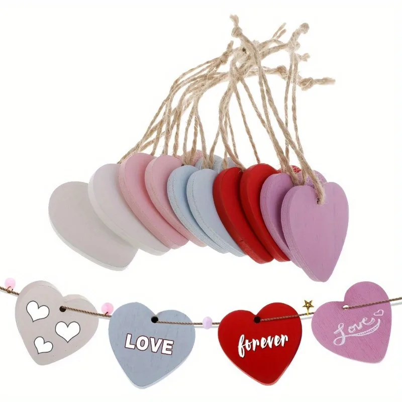 

50Pcs/Pack Wood Heart Tags Hanging Craft DIY Wood Tags Hanging Tags Scrapbooking Craft Wedding Party Home Decorations
