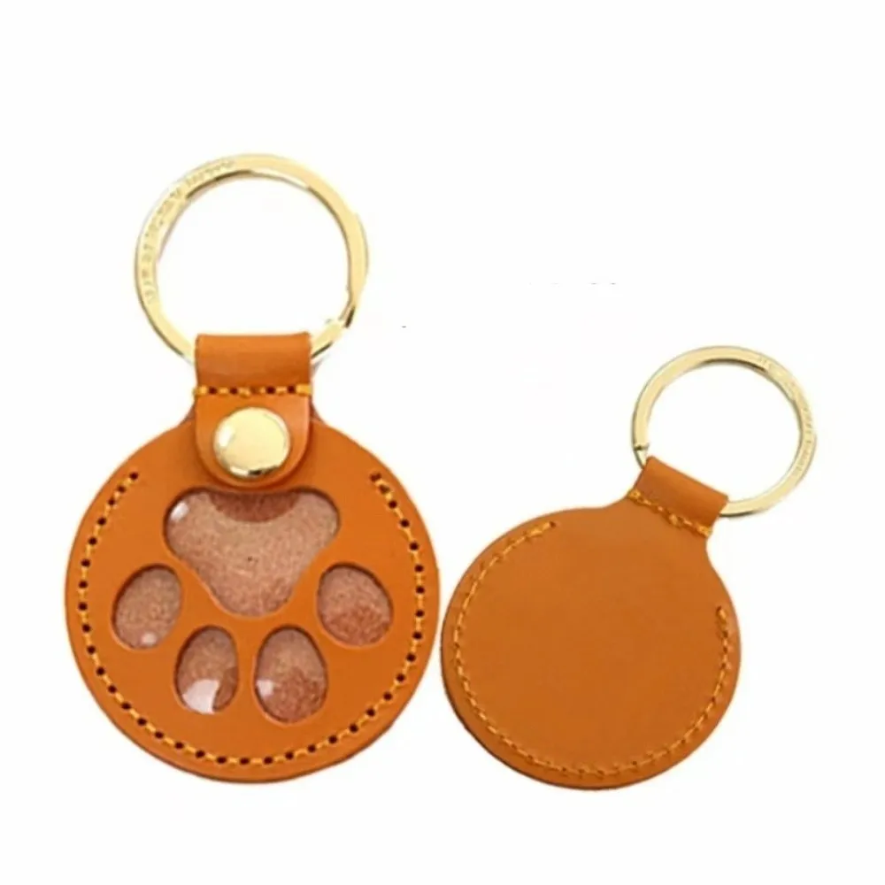 Cat Dog Claw Pet Hair Storage Bag Keyring Puppy Pet Hair Keychain PU Leather DIY Handmade Dogs Paw Pendant Pet Lovers