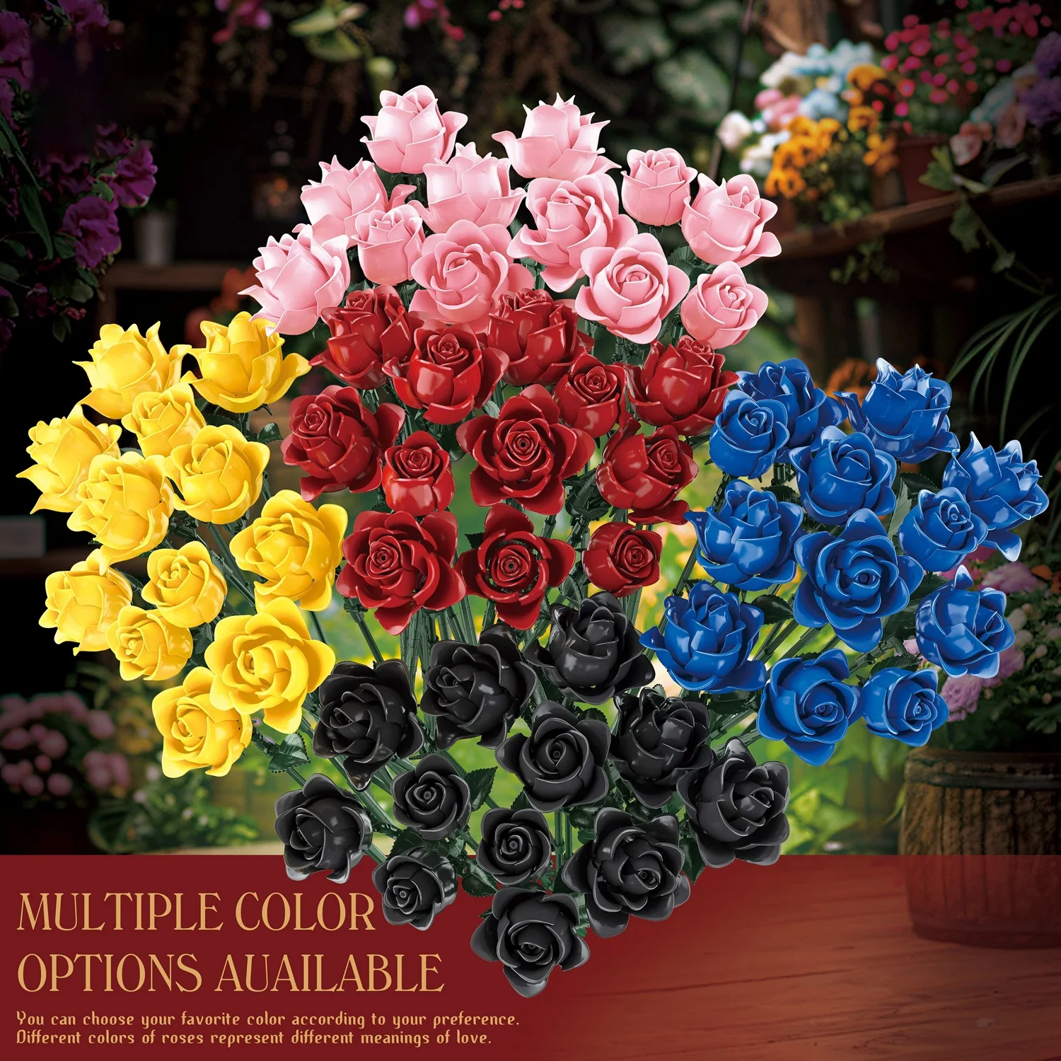 

12 Red Rose Building Blocks Preserved Flower Model Bricks Home Decoration Kids DIY Toys Adult Valentine's Day Romantic Gifts