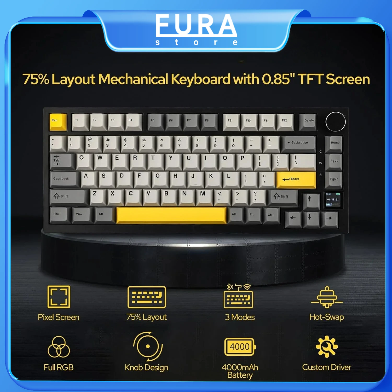 FFitBit AK820/AK820Pro Беспроводная игровая механическая клавиатура Bluetooth 5.1/C-проводная клавиатура на заказ с ручкой и возможностью горячей замены