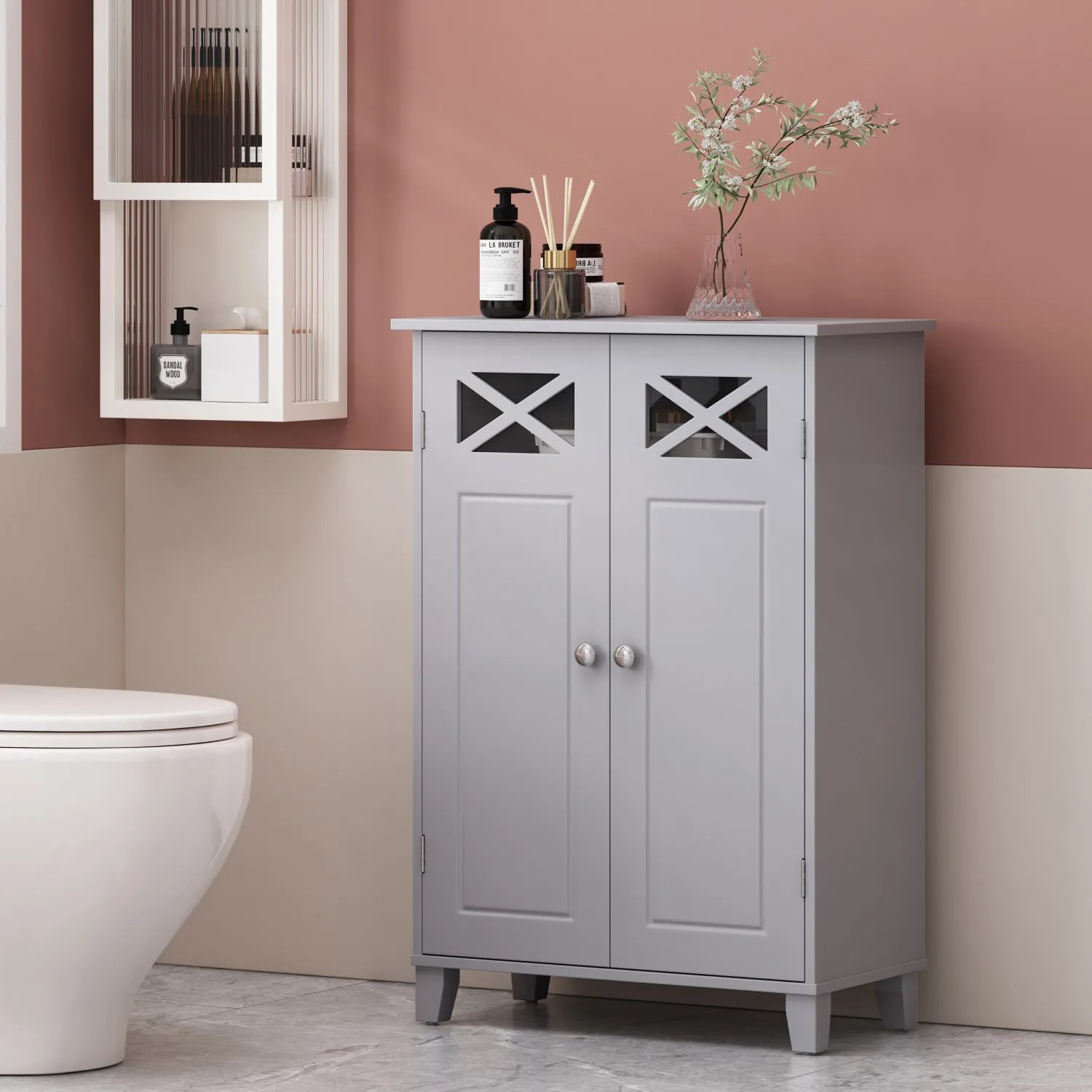 Modern Bathroom Cabinet with Storage Shelves for Organization