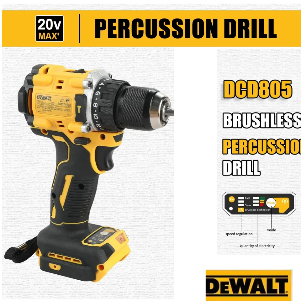 

DEWALT литиевая батарея 20 В перезаряжаемая бесщеточная компактная электрическая отвертка ручная дрель ударная дрель DCD805