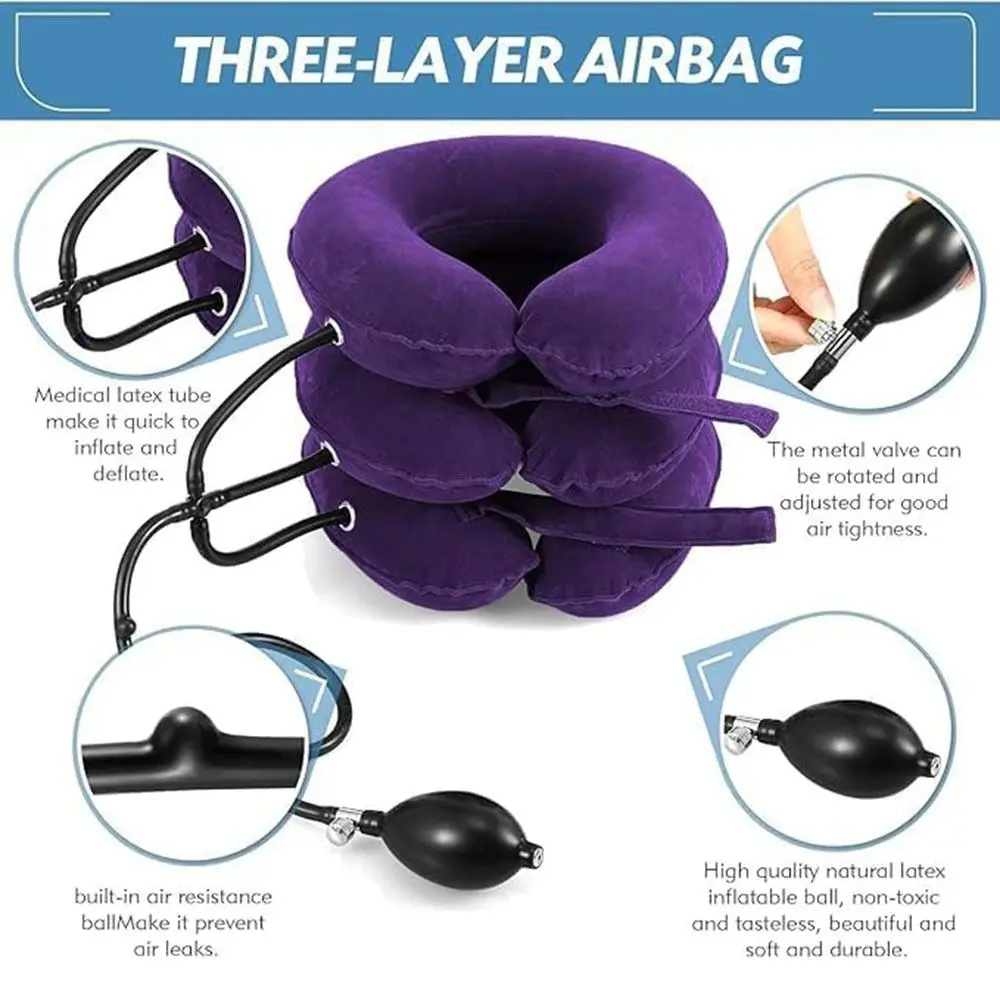 

Adjustable Inflatable Neck Stretcher Foldable 3-layer Cervical Traction Device Comfortable Spine Alignment