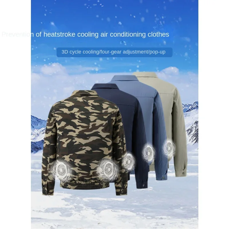 

New Fashion Air Conditioning Clothes Men'S Summer Outdoor Refrigeration Work Clothes Outdoor Workers Site Cooling Fan Jacket