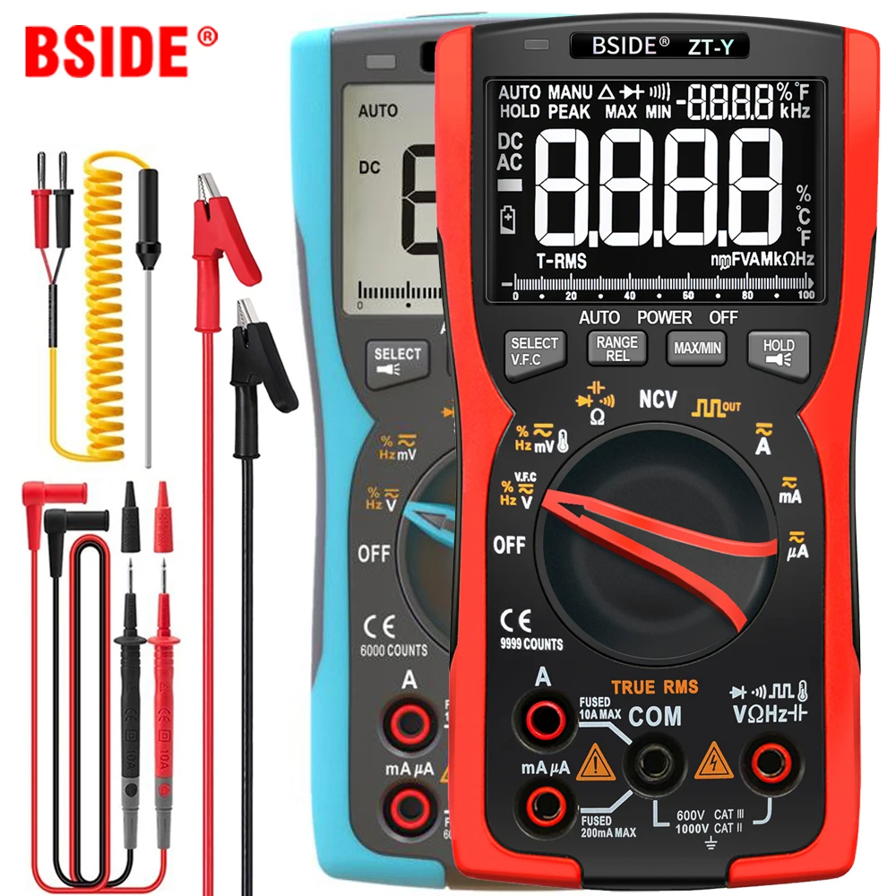 Professional Digital Multimeter BSIDE ZT-Y Y2 True-RMS Display Analog Tester Current Voltmeter Capacitor Temp VFC NCV Hz Meter