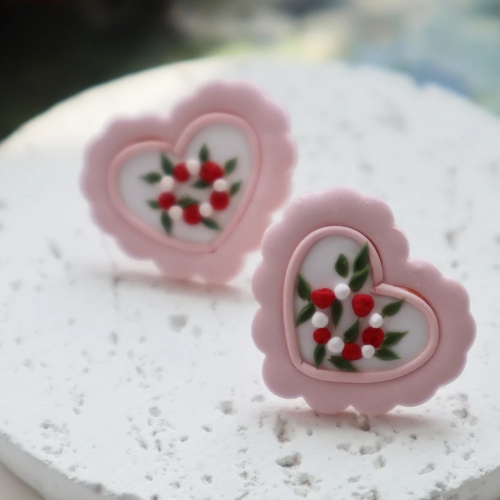 شجرة عيد الميلاد استرخى أقراط للنساء الفتيات عيد الميلاد الزنجبيل رجل قلادة القرط الوردي القلب مربط القرط هدايا مجوهرات #4