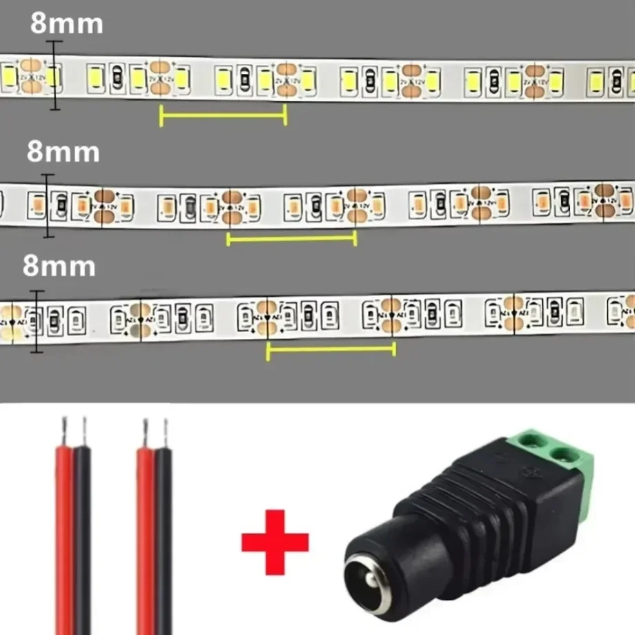 SMD 2835 LED Strip 120LEDs/m DC12V 24V Flexible Cuttable Soft Lamp Bar Red Ice Blue Green Pink Home Decor Lighting Easy Install