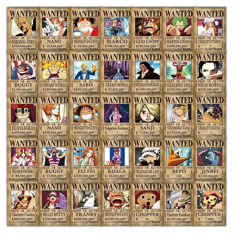50 stks Anime Een Stuk Gezocht Posters Stickers Cool Graffiti Decals Diy Telefoon Koffer Laptop Koelkast Wanddecoratie Sticker Speelgoed