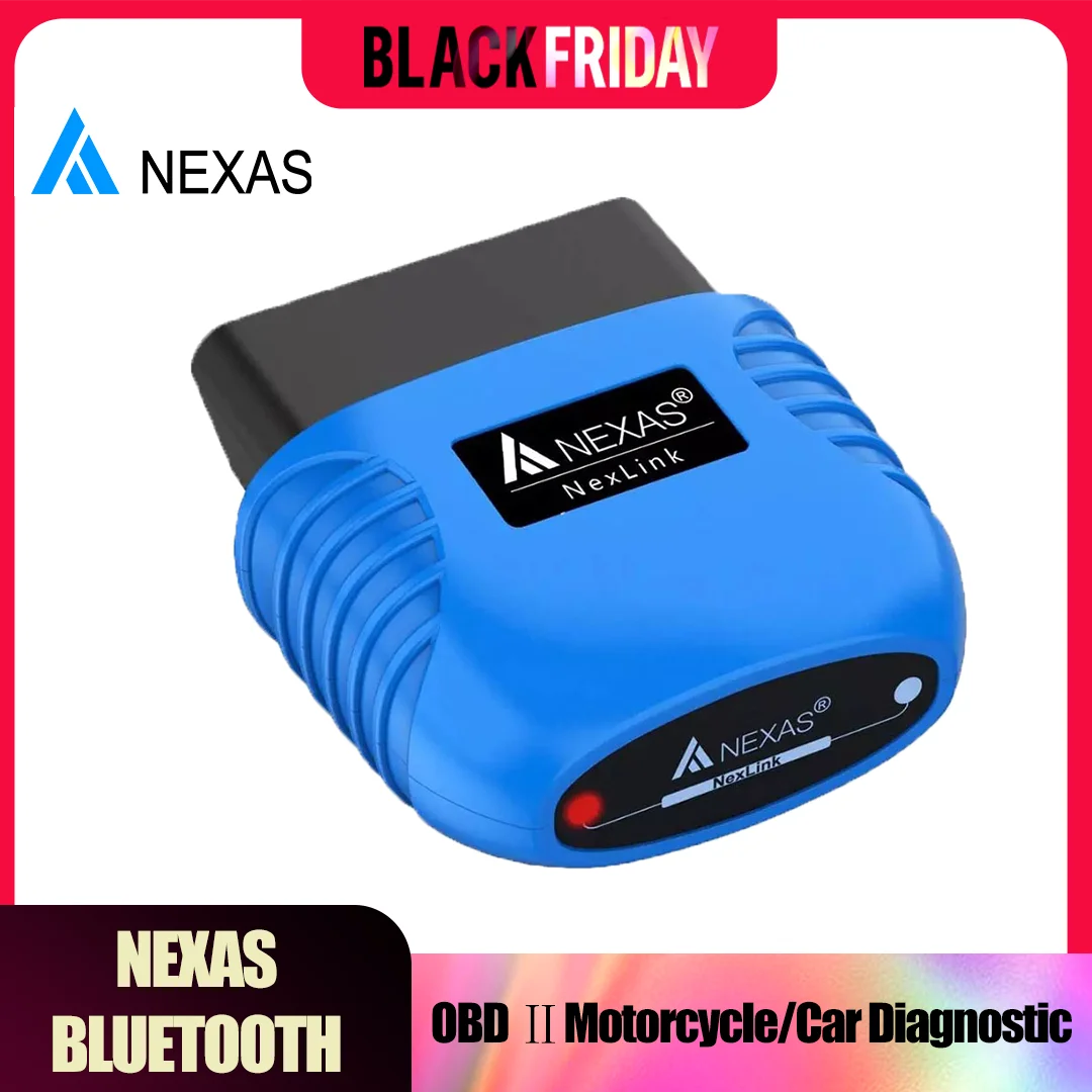 NEXAS Bluetooth5.0 OBD2 Scanner EOBD Motorcycle Car Diagnostic Tools Nexlink OBD 2 Scan Tool Code Reader for iOS Android Windows