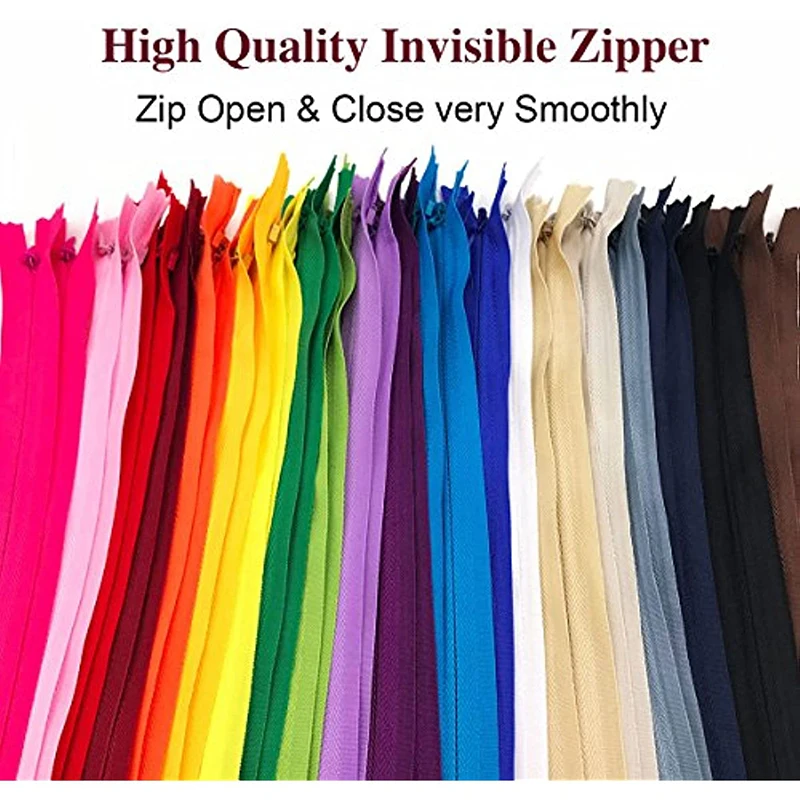 10pcs Invisible Nylon Coil Zipper Clothing Zipper for Tailor Sewing Crafts Bulk Zippers Pull Charms Sewing Tools 6 Inch-24 Inch