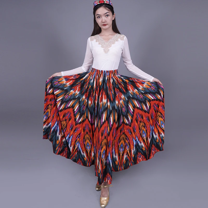 Traje de Baile Folclórico chino para mujer, falda de Flamenco nacional español, Ropa de baile de xinjiang, ropa de escenario Oriental, otoño