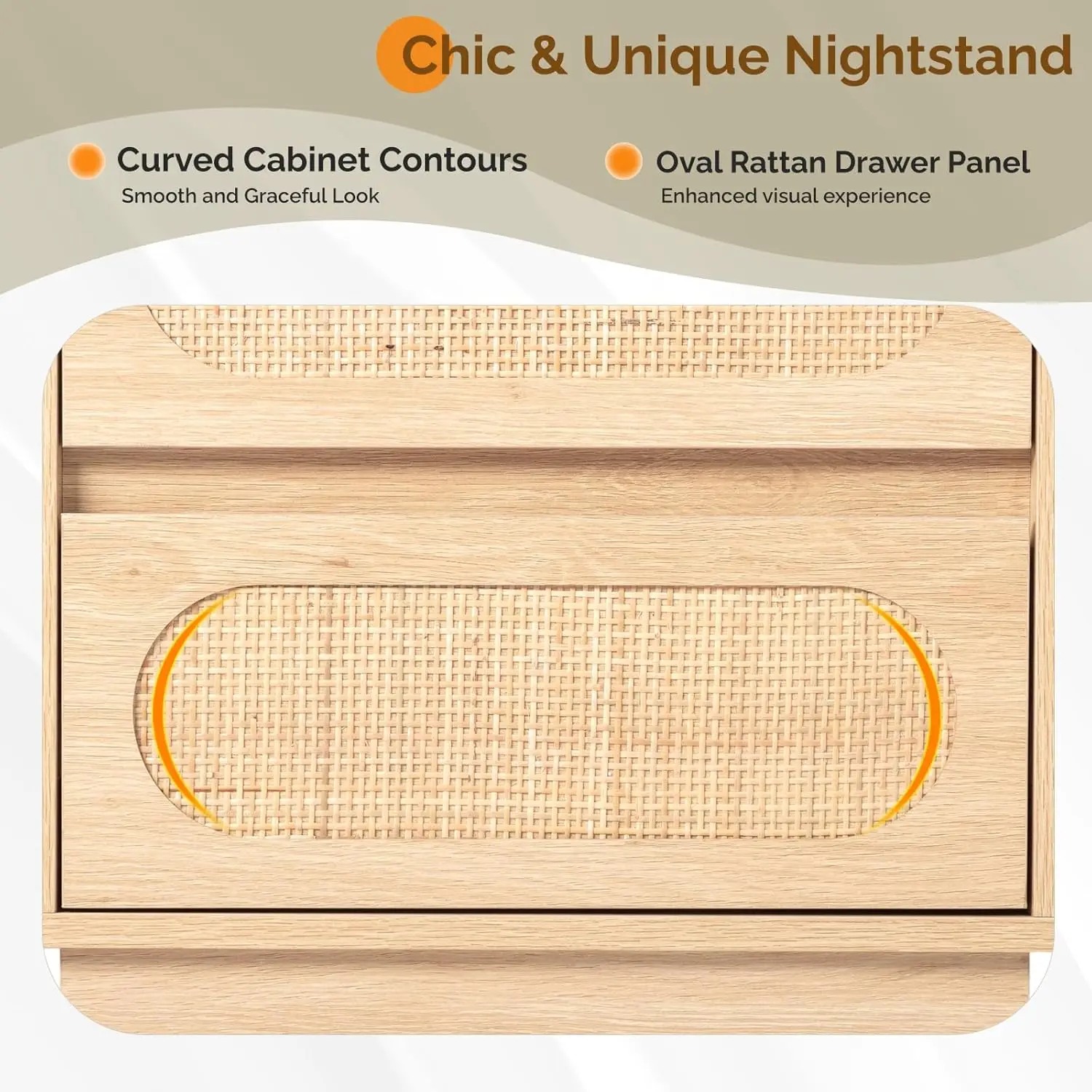 Boho Rattan Nightstand Set 4