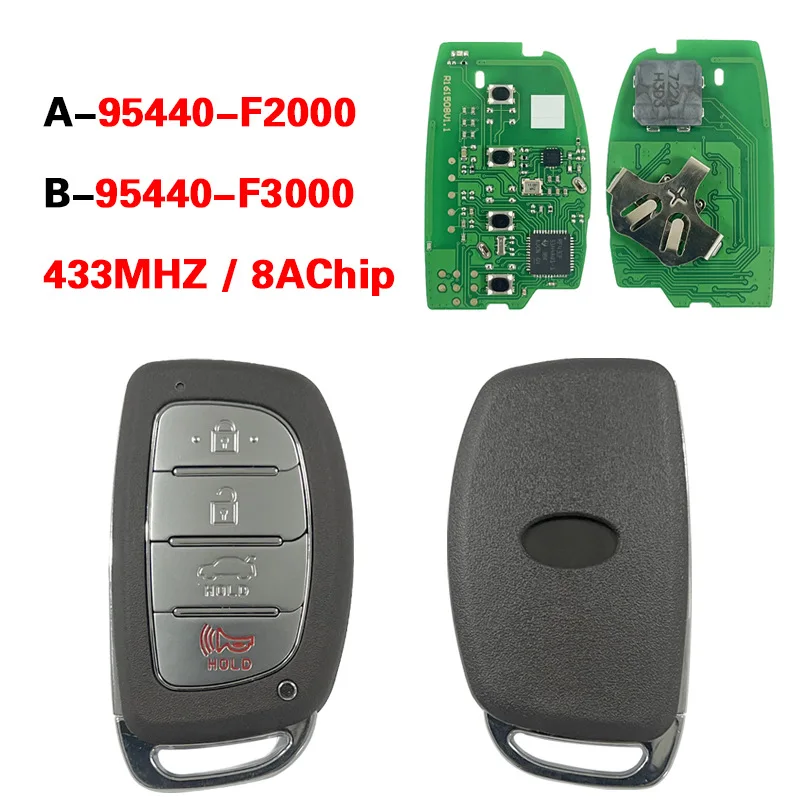 

Suitable for Hyundai Elantra Smart Card Remote Car Key CQOFD00120 95440-F2000/F3000 8A 433MHz