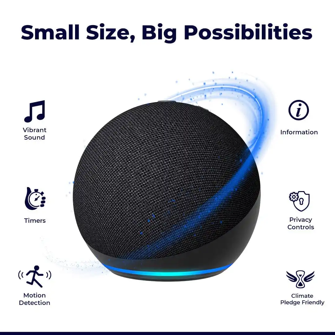 

Smart Voice Assistant Echo Dot5th Gen Pop Speaker Small Body Big Power Daily Assistant Clock Display Portable Smart Horn Speaker