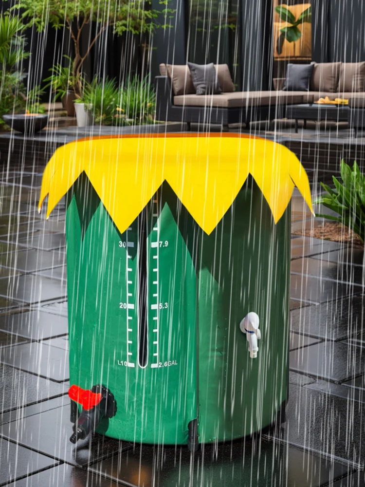 52 Gallon Rain Barrel Collapsible PVC Rain Collection System with Three Spigot Water Storage Tank Water Barrel Collector