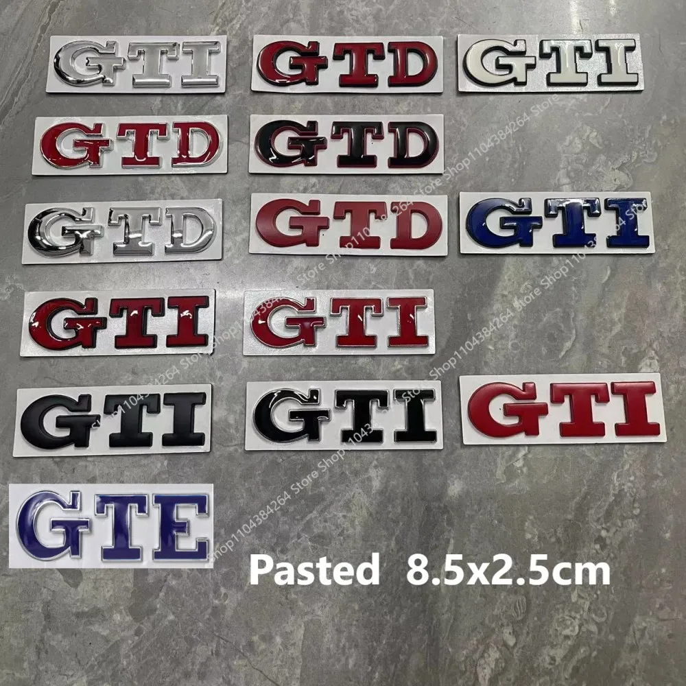 

85x25mm Metal Emblem Badge GTI GTD GTE Logo Rear Trunk Pasted Sticker For VW Golf GTI 4 5 6 7 7.5 8 3 MK5 MK6 MK7 MK8 Polo