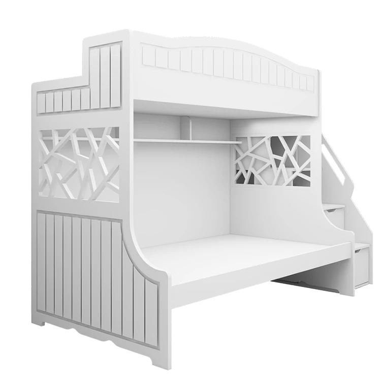 Children's Double-Layer Bunk Bed with Drawer and Ladder for Bedroom or School-Hanging Ladder Combination Furniture