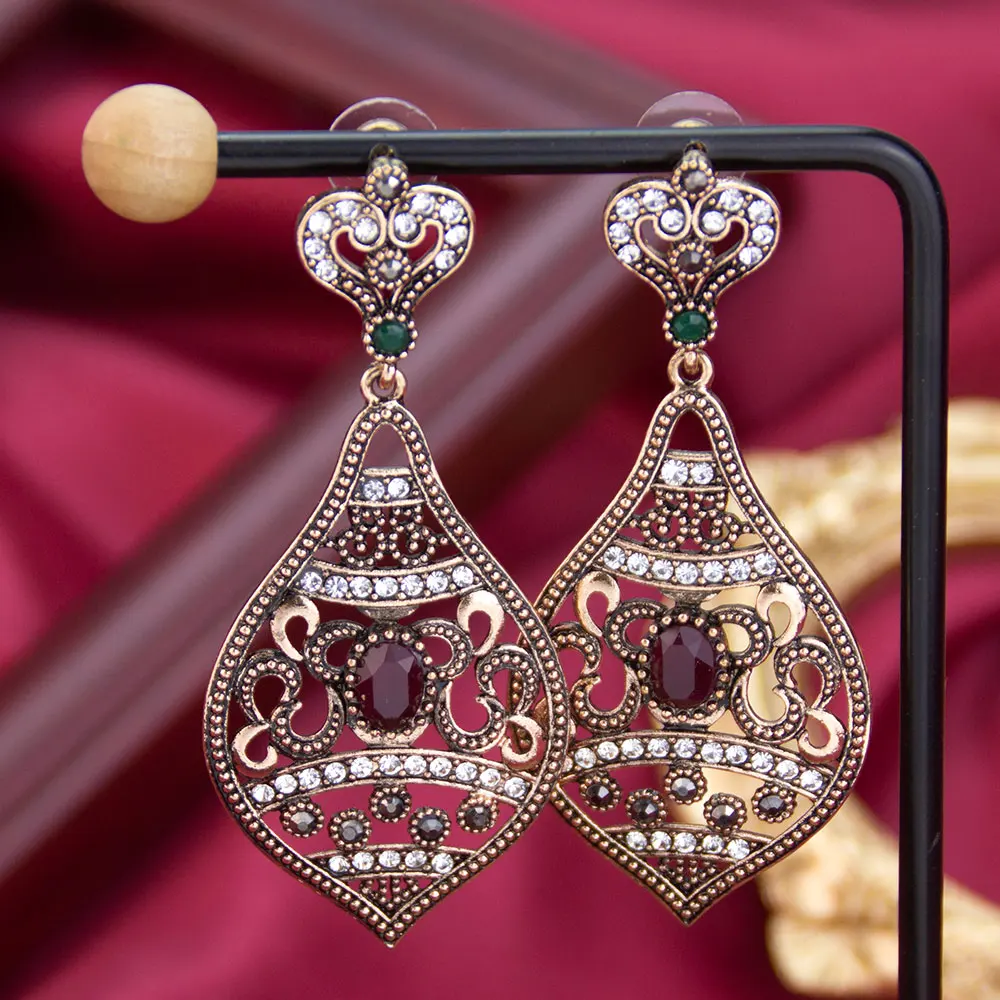 Bohemia Vintage Big Earrings For Women Turkish Ethnic Wedding Drop Earring Max Brincos Grandes Antiuqe Gold Color Indian Jewelry