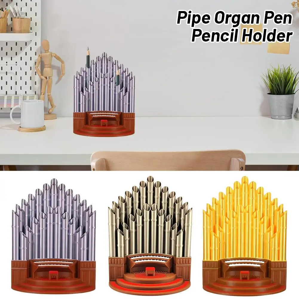 Pipe Organ Pen Pencil Holder, Creative Pipe Organ Shaped Desktop Pen Holder Office Equipment